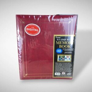 Photo Album Red Faux Leather Photo Album Strap Hinge Top Loading 20 Pages Unused